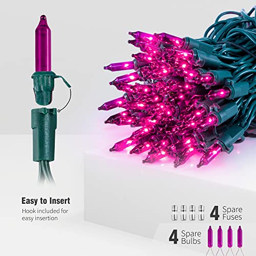 Hopolon Purple Halloween Mini String Lights,2PACk 50Count Incandescent Christmas Lights Green Wire,13FT Connectable Tree Lights for Indoor Outdoor Halloween,Valentines,Patio,Party,Home Decor,Purple - color: Purple,Green Wire, size: 2PACK, 50 count