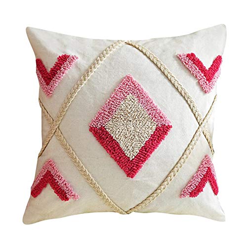 Judy Dre am Morocco Hand-Woven Tufted Throw Pillow Cover,Geometric Diamond Pillowcase for Sofa Couch Bed Car,Tribal Bohemian Cushion Cover 18x18 Inch - size: 18" x 18" (Pack of 1)