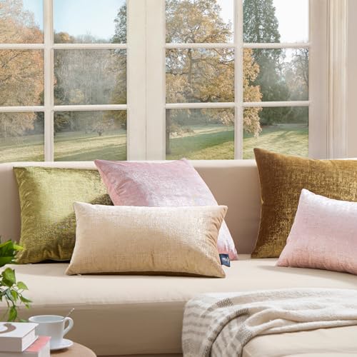 Phantoscope Pack of 2 Sparkling Velvet Decorative Solid Throw Decorative Pillow Cover Soft Gold Glitter Square Cushion Cover Pillowcase for Couch Bed and Chair, Green, 18 x 18 inches, 45 x 45 cm - color: Green and Gold, size: 18" x 18" (Pack of 2)