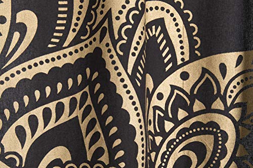 Popular Handicrafts Indian Hippie Bohemian Beautiful Passion Ombre Black Color Mandala Curtain Panels Gold - color: Black Gold_f, size: 38"W x 83"L (Pack of 2)