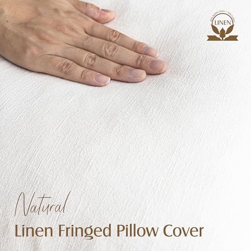 Foindtower Decorative Linen Fringe Throw Pillow Covers Cozy Boho Farmhouse Cushion Cover with Tassels Soft Accent Pillowcase for Chair Sofa Bed Living Room Home Decor, 16×16 Inch, 1PC, Cream White - color: Cream White, size: 16" x 16" (Pack of 1)