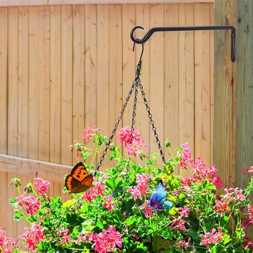 AILIN YELOKIE 2 Pack Premium Forged Wall Hook, Sturdy Hanging Plant Bracket, Elegant Hook for Bird Feeders, Planters, Lanterns, Wind Chimes Indoor Outdoor, Upgrade Black, 12 Inch - color: Black, size: 12in-2-Black