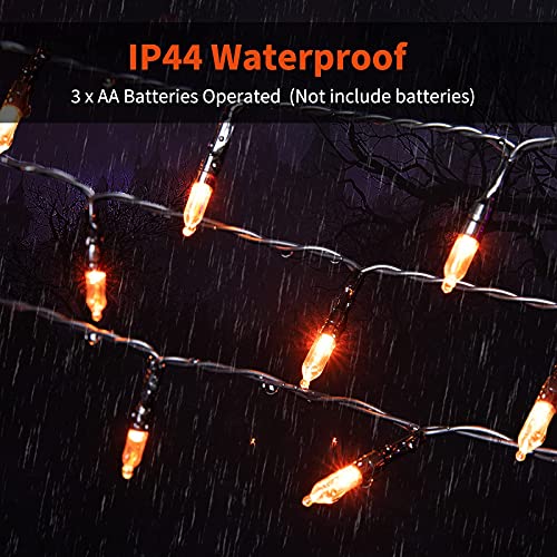 Halloween Orange String Lights Decorations，2 Pack 17.8 Feet 50 LED Battery Operated Mini String Lights with 8 Modes Waterproof for Outdoor Indoor Patio Xmas Tree Holiday Party Christmas Show - color: Orange, size: 50 LEDs x 2 Pack