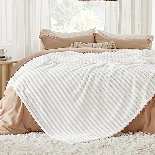 Bedsure GentleSoft King Size Blanket for Bed - Cozy Soft Blankets for Women, Cute Large Bedding Fleece Throws for Girls, Off White, 108x90 Inches - color: Off White, size: King