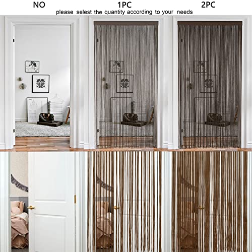 HSYLYM Spaghetti String Curtains for Doorways Privacy Door Frame Tassel Hippy Wall Kitchen Hallway Boho Fringe Curtain Hanging Door Room Dividers Decor 1 Panel（39×110in/100×280cm,Coffee） - color: Coffee, size: 39"W x 110"L (Pack of 1)