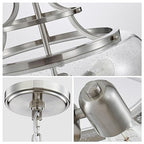 WUZUPS Chandelier Rustic Farmhouse Industrial Round Ceiling Pendant LED Light Fixture Clear Seeded Glass Shade for Dining Room Kitchen Island Foyer Entryway, H 20.9" x W 15.9", Brushed Nickel - color: Pendant Light, Brushed Nickel, 3-Light, size: H 20.9"