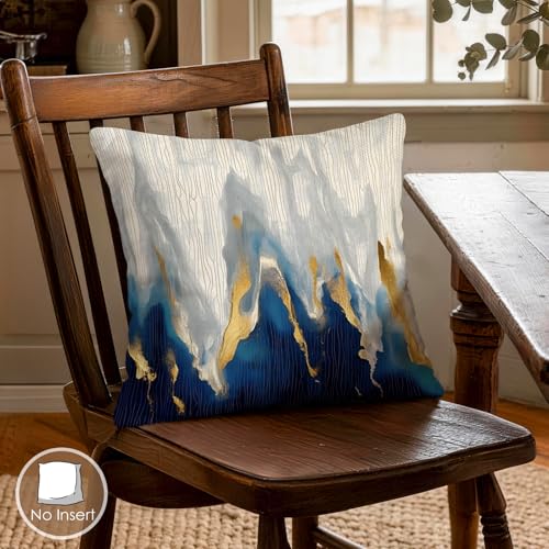 OBSEDE Blue and Gold Abstract Art Decorative Throw Pillow Covers 18 × 18 in, Set of 4, Couch Cushion Cases Inserts for Sofa Bed Living Room Home Decor, Single-Sided Print - color: Blue and Gold Abstract Art, size: 18" x 18" (Pack of 4)