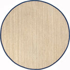 Nuloom Elijah Navy/Natural, 4' Round, Basketweave, Seagrass, Soft and Textured, High Traffic, Stain Resistant, Easy Clean, Durable Area Rug for Bedroom, Living Room, Dining, Den, Foyer, Entryway - color: Navy, size: 4' (Round)