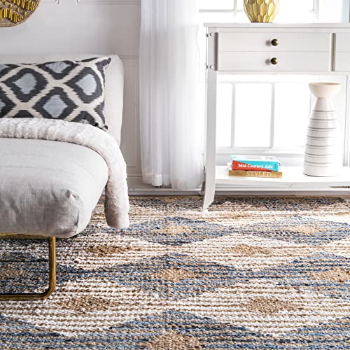nuLOOM Hand Braided Marla Denim And Jute Diamonds Area Rug, 5x8, Off-white - color: Marla Off-white, size: 5' x 8' (Rectangular)