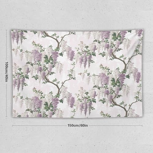 HZOHNAGO Lavender Flower Tapestry Purple Floral Tree Botanical Pattern Printed Wall Tapestry Wall Hanging for Bedroom Living Room Dorm 60" W x 40" H - color: Lavender-3, size: 60"L x 40"W
