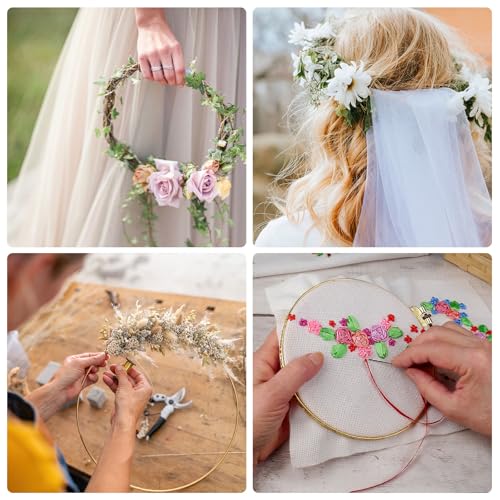 M METERXITY 12 Pack Wooden Bamboo Floral Hoop-3 Inch Craft Wreath Rings, Perfect for DIY Wedding Wreath Decor/Macrame Dreamcatcher/Wall Hanging Crafts - size: 3 Inch