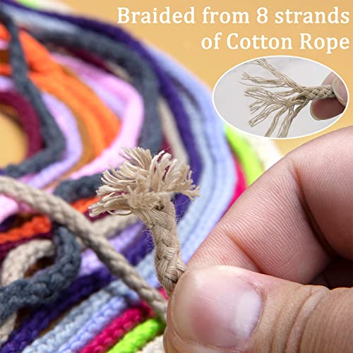 JeogYong Braided Macrame Cord 5mm x 295ft, Natural 8-Strand Braided Cotton Rope, Colored Drawstring Cord Craft Rope for Plant Hangers, Wall Hanging, Dream Catcher, Garden, DIY Projects - color: Earth Yellow