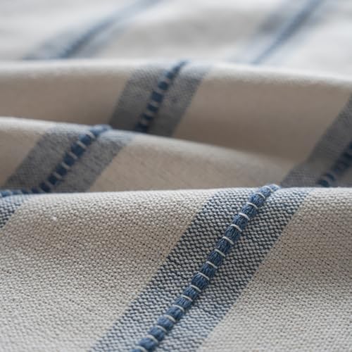 Cethom Boho Lumbar Throw Pillow Covers 12x20 Set of 2, Beige and Blue Striped Decorative Pillow Cases for Couch Chair Bed, Farmhouse Accent Cushion Covers for Living Room Bedroom Sofa Home Decor - color: Classic Blue, size: 20" x 12" (Pack of 2)