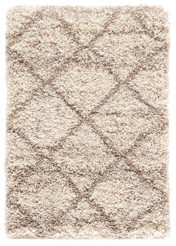 SAFAVIEH Hudson Shag Collection Accent Rug - 2' x 3', Multi Ivory & Beige, Trellis Design, Non-Shedding & Easy Care, 2-inch Thick Ideal for High Traffic Areas in Living Room, Bedroom (SGH281H) - color: Multi Ivory/Beige, size: 2' x 3' (Rectangular)