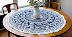 Round tapestry Indian Mandala Roundie Beach Throw Tapestry Hippy Boho Gypsy Cotton Tablecloth Beach Towel, Round Yoga Mat (42 Inches, Black And WHite) - color: Black And WHite, size: 42"L x 42"W