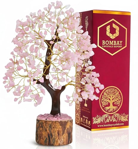 BOMBAY CRYSTALS EXPORT Rose Quartz Crystal Tree of Life – Handmade Healing Gemstone Money Tree for Positive Energy, Good Luck & Prosperity | Home & Office Decor | Gift for Women & Mom - color: Rose Gold