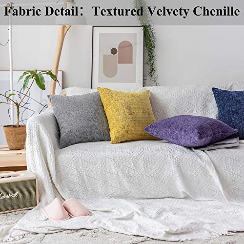 Home Brilliant Decorative Cushion Covers Chenille Square Pillow Protectors for Living Room Pillowcases for Car Chair, 20x20 inches, Set of 2, Grey White - color: Grey White, size: 20" x 20" (Pack of 2)
