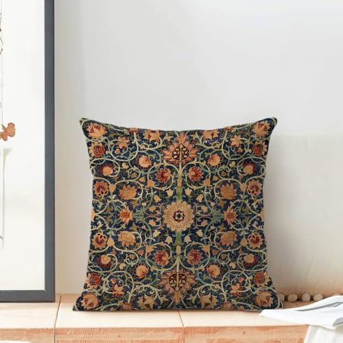 AEIOAE Vintage Floral Pillow Covers 18x18 Set of 2 Burnt Orange Flowers Botanical Decorative Throw Pillow Outdoor Linen Square Farmhouse Art Cushion Case for Sofa Couch Home Decor - color: Vintage Floral, size: 18" x 18" (Pack of 1)