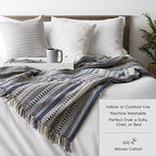 DII Rustic Farmhouse Cotton Cabana Striped Blanket Throw with Fringe, 50 x 60 - Cabana Striped Stone - color: Stone