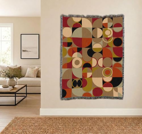 Pure Country Weavers Bauhaus Earth Blanket - Mid Century Modern - Gift Tapestry Throw Woven from Cotton - Made in The USA (72x54) - color: Bauhaus Earth, size: 72x54