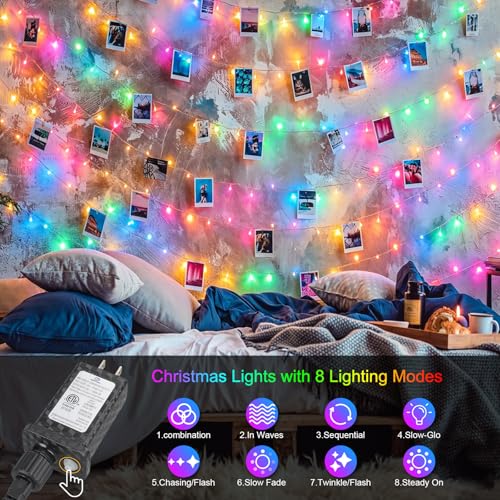 33FT 100LED Christmas Lights Plug in,Outdoor Indoor Connectable Fairy Lights with Timer and 8 Modes,Christmas Tree Lights for Garden Party Wedding Christmas Decoration(Multi-Color - color: Multicolor