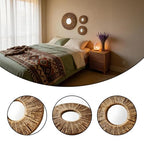 4-Piece Round Wall Decor,Woven Wall Baskets Set, Boho Hanging Baskets Wall Art, Hand Woven Wall Baskets for Living Room Bedroom, Home Decoration