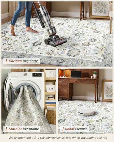 MINIDEAR 2x6 Runner Rugs for Entryway, Kitchen, Washable Rugs for Bedroom Non Slip Vintage Rug with Floral Print Carpet Mat for Home, Daisy - color: Daisy, size: 2' x 6' (Rectangular)
