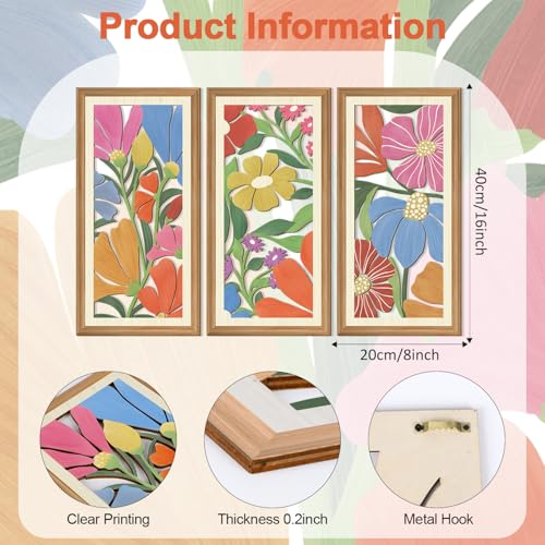 TOARTi 3Pcs Wooden Floral Wall Decor Boho Flower Wall Art Bohemian Flower Hanging Sign Minimalist Hibiscus Flowers Decor Tropical Floral Wall Decoration for Bedroom Living Room - color: Hibiscus Flowers Wooden Wall Art, size: 8"L x 16"W