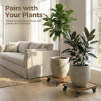 Bamworld 14 Inch Large Plant Stand Wood Plant Caddy with Wheels Heavy Duty Plant Dolly with 360 Lbs Capacity, 360° Lockable Wheels for Large Plant Pots, Indoor and Outdoor Use 2-Pack - size: 14inch-Square-2pack