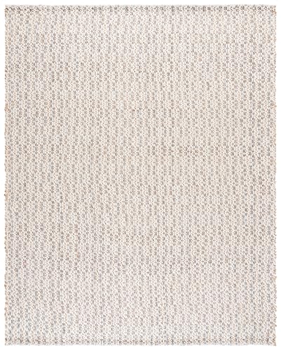 SAFAVIEH 8x10 Area Rug - Natural Fiber Collection - Large - Natural & Light Blue, Handmade Jute & Wool, Ideal for Living Room, Bedroom, Dining Space (NFB225M) - color: Natural/Light Blue, size: 8' x 10' (Rectangular)