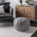 nuLOOM Classic Moroccan Faux Leather Filled Ottoman Pouf - color: Grey
