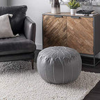 nuLOOM Classic Moroccan Faux Leather Filled Ottoman Pouf - color: Grey