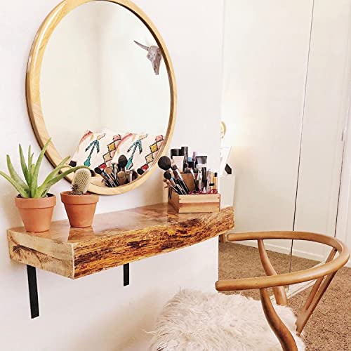 Round Wood Mirror,24 inch Circle Wooden Natural Large Farmhouse Vanity Boho Decor Wall Mirror for Bathroom Bedroom Living Room Hallway - size: 24"L x 24"W