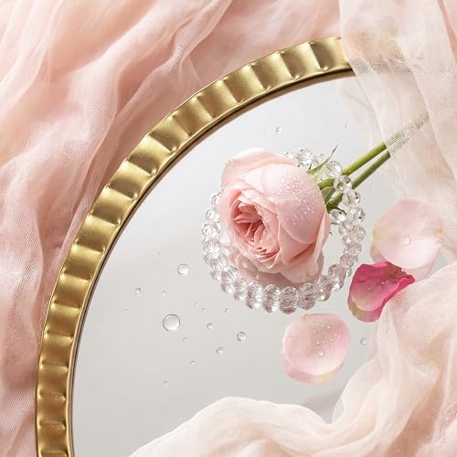 Large Beaded Round Gold Mirror 32" – Metal Frame Circle Wall Mirror, Simple Modern Accent Mirror for Bathroom, Vanity, Entryway, Living Room - color: Simple - 32"l X 32"w