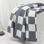 Carriediosa Checkered Throw Blanket 50" X 60", 400GSM Ultra Soft Microfiber Fuzzy Fluffy Reversible Cute Preppy Knitted Blankets Cozy Plush Fall Throws for Couch, Bed, Sofa, Grey - color: Check - Grey, size: 50" X 60"