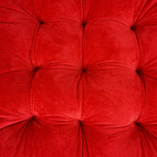 ELFJOY 4 Pack Chair Cushions for Dining Chairs Chair Pads Cushion for Kitchen Office Tufted Square Seat Cushion with Ties (16" Red Velvet) - color: Bright Red