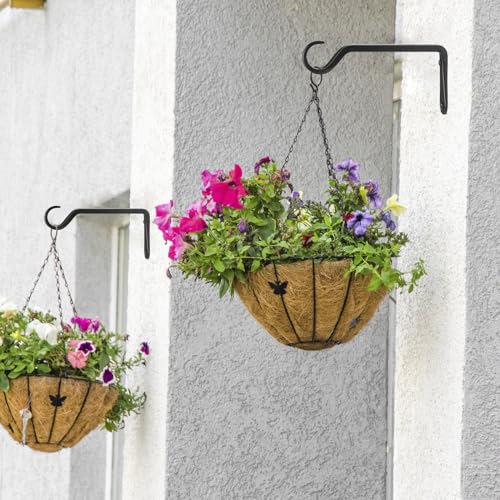 8 inch Plant Hanger, Sturdy Hanging Plant Bracket Outdoor, Hanging Plant Wall Hook Heavy Duty, for Hanging Bird Feeders, Planters, Lanterns, Wind Chimes, Indoor/Outdoor Use, Black, Set of 2 - color: Black, size: 8in-2-Black