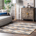 nuLOOM Hand Braided Marla Denim And Jute Diamonds Area Rug, 6x9, Off-white - color: Marla Off-white, size: 6' x 9' (Rectangular)