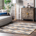 nuLOOM Hand Braided Marla Denim And Jute Diamonds Area Rug, 6x9, Off-white - color: Marla Off-white, size: 6' x 9' (Rectangular)