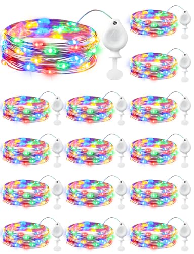 Brightown 14 Pack Multicolor LED Fairy Lights Battery Operated String Lights, 7ft 20LED Waterproof Silver Wire String Lights, Firefly Starry Moon Lights for Mason Jars DIY Christmas Wedding Party - color: Multicolor, size: 14 Pack