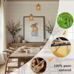 Finktonglan 3-Light Rattan Pendant Light, Boho Farmhouse Woven Hanging Light Fixture, Adjustable Kitchen Island Pendant Lighting for Dining Room Bedroom Entryway, Bulbs Not Included