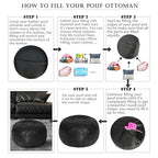 Thgonwid Unstuffed Moroccan Ottoman Pouf Cover, Ottoman Footstool Storage Solution, Bean Bag Chair, Foot Rest, Black - color: Black