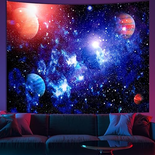 Apdidl Space Tapestry for Bedroom Aesthetic Outer Space Galaxy Night Starry Sky Stars Universe Tapestry Nebula Wall Hanging Backdrop for Living Room Dorm Home Decoration (60'' x 79'') - color: Galaxy Blacklight Tapestry, size: 79"L x 60"W