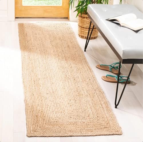 FRELISH DECOR Handwoven Jute Area Rug - 2.5x6 Feet Natural Yarn - Rustic Vintage Beige Braided Reversible Rectangular Rugs for Bedroom - Kitchen - Living Room - Farmhouse (2.5' x 6') - color: Natural, size: 2.5' x 6' (Rectangular)