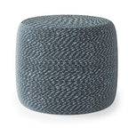 SIMPLIHOME Bayley Round Pouf - 20 inch Wide Handcrafted Braided Cotton Pouf in Aegean Blue and Natural, Transitional Footstool for Living Room or Bedroom with Polystyrene Filling, Assembled - color: Aegean Blue and Natural