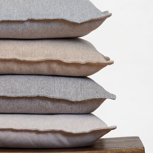 Decorative Throw Pillow Covers, Set of 4, 18x18 Inch Neutral Minimalist Linen Accent Pillow Covers, White - color: White