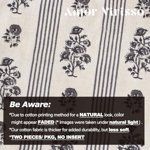 Amor Virisso Floral Throw Pillow Covers 18x18 Set of 2 Block Print Pillow Covers Neutral Floral Striped Farmhouse Decorative Pillow Covers for Sofa Couch Bed, Light Taupe - color: Light Taupe, size: 18" x 18" (Pack of 2)