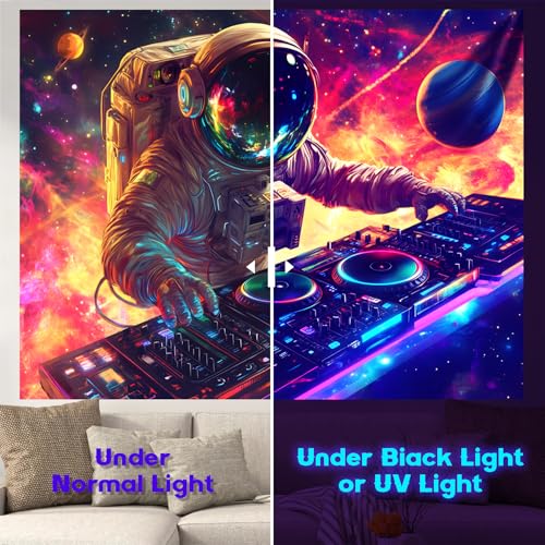 NYZE Astronaut Space Tapestry for Bedroom, Glow in the Dark Room Decor Wall Tapestries, Cool Galaxy Planet Wall Hanging, Wall Hanging for Men Guys Gamer Room Dorm Living Room 90x70 in - color: Astronaut G, size: 90"L x 70"W