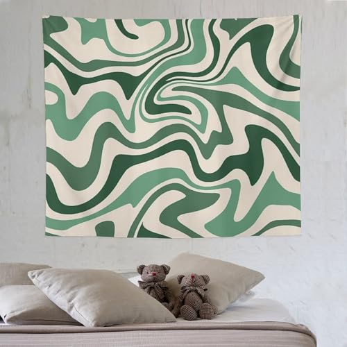 Aesthetic Tapestry,Hippie Retro Groovy 70s Green Spiral Swirl Pastel Abstract Wavy Modern Wall Hanging Neutral Home Decor Art for Living Room Bedroom Dorm 40"x30" - color: Hippie Floral-10, size: W40xL30in