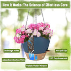 Self-Watering Hanging Planters with Water Level Window, 8/10 Inch Indoor Outdoor Hanging Plant Pots Includes Chain Hangers with Drainage Holes & Detachable Reservoir (Blue, 8+10 inch) - color: Blue